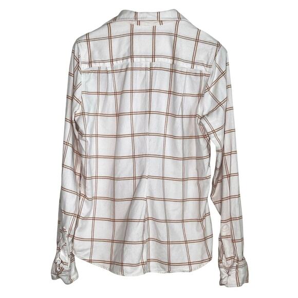 Frank & Eileen Barry Woven Long Sleeve Button Up Shirt Camel Windowpane Women S - Picture 8 of 8